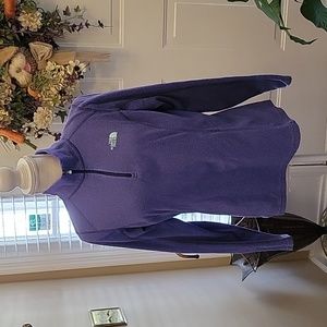 The North Face purple green trim 1/4 zip front long sleeve top size Medium EUC…
